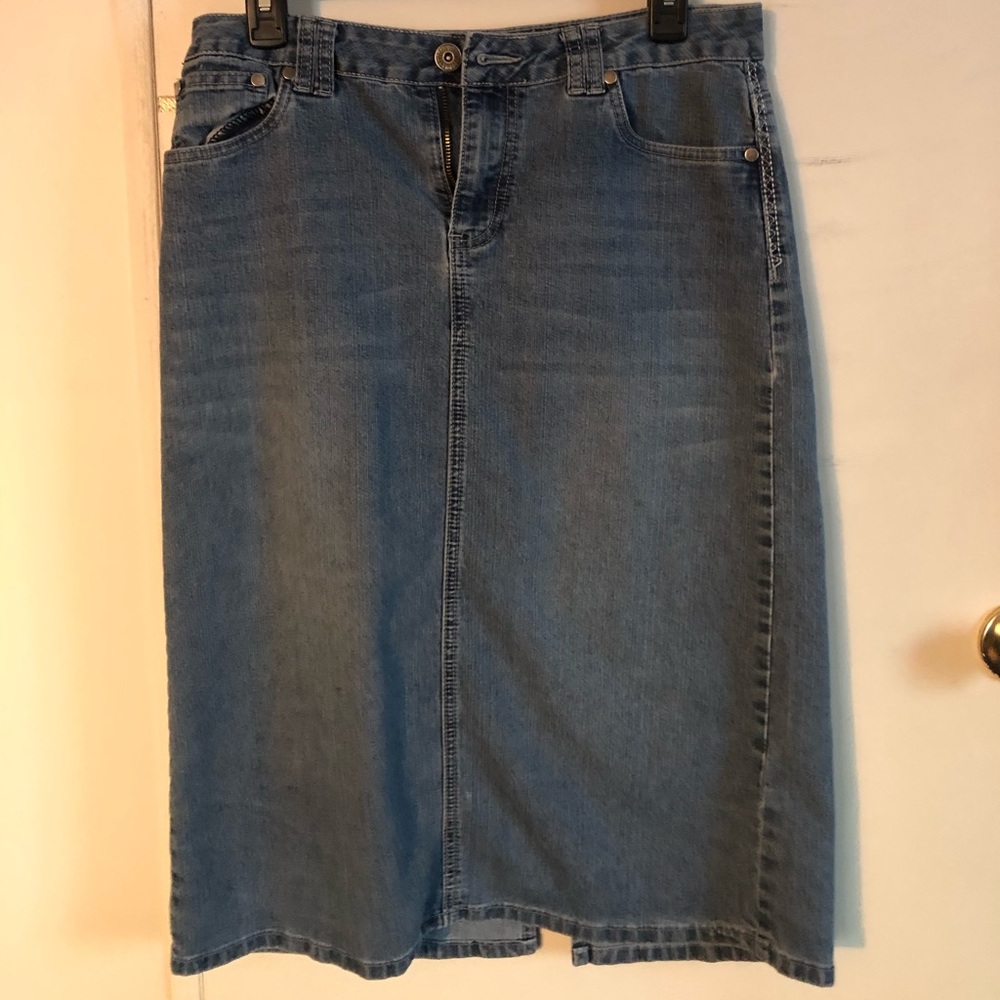 Baccini Denim Midi skirt with slit in back